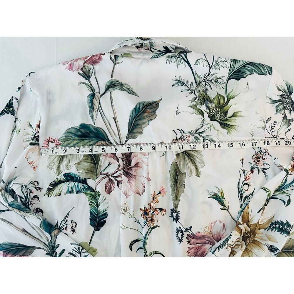 By Anthropologie Relaxed Long-Sleeve Floral Shirt Blouse Pearl Botanical L - Picture 10 of 10